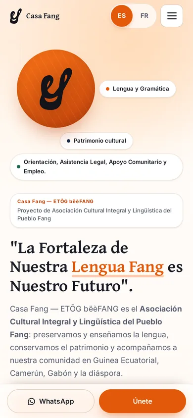 Web de Casa Fang en el móvil