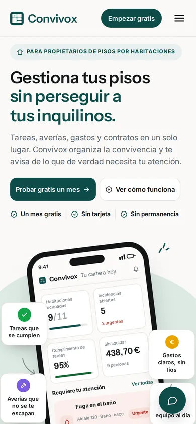 Web de Convivox en el móvil