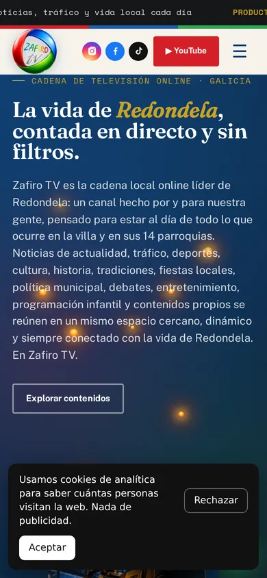 Web de Zafiro TV en el móvil